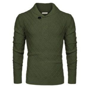 New Men's Sweater Cable Knitted Pullover Green